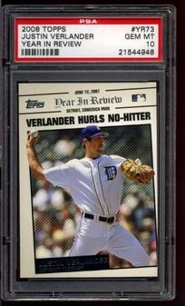 2008 Topps Year In Review # YR73 Justin Verlander No Hitter PSA 10