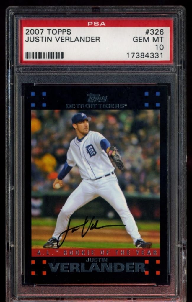 2007 Topps # 326 Justin Verlander Rookie of the Year PSA 10